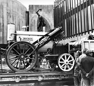 Images Dated 25th June 1980: The replica of the 1829 original George Stephensons Rocket arrived by trailer at