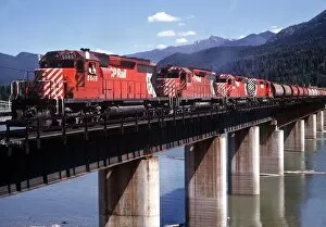 Images Dated 6th June 1970: Revelstoke British Columbia Canada Freight train pulled by four diesel engines