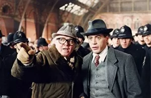 Images Dated 1st February 1992: Richard Attenborough with Robert Downey Jnr and extras on station set of film Charlie