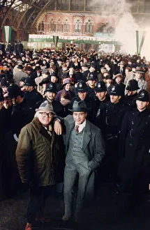 Images Dated 1st February 1992: Richard Attenborough with Robert Downey Jnr and extras on station set of film Charlie