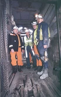 Images Dated 1st January 1990: Richard Budge (centre) in the cage at Ellington Colliery