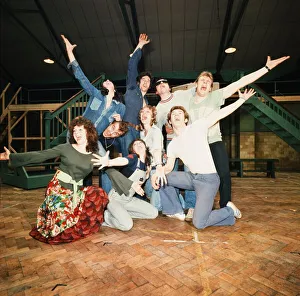 Richard Gere (centre denim shirt) as Danny Zuko seen here in rehearsal with the rest of Richard Gere (centre denim shirt) as Danny Zuko seen here in rehearsal with the rest of
