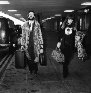 Ringo Starr and wife Maureen at Heathrow airport. April 1971 71-3731-002 Ringo Starr and wife Maureen at Heathrow airport. April 1971 71-3731-002