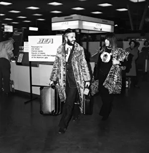Ringo Starr and wife Maureen at Heathrow airport. April 1971 71-3731 Ringo Starr and wife Maureen at Heathrow airport. April 1971 71-3731