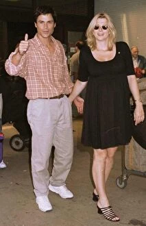 Images Dated 16th August 1995: Rob Lowe Actor Arrives at Heathrow Airport with his wife Sheryl Lowe to start filming
