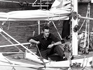 00093 Gallery: Robin Knox Johnston in his Suhaili boat at Falmouth before his departure for the 1968-69