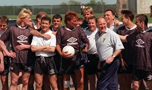 Rod Stewart pop star visits Craig Brown Scotland manager Rod Stewart pop star visits Craig Brown Scotland manager