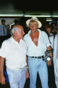 Rod Stewart singer June 1986 with his father dad at Glasgow Airport Rod Stewart singer June 1986 with his father dad at Glasgow Airport