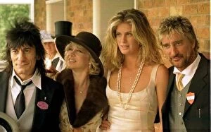 Images Dated 18th June 1997: Rod Stewart with wife Rachel Hunter, Ronnie Wood and wife Jo at Ascot