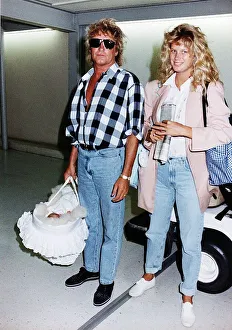 Rod Stewart and Wife Rachel leaves Heathrow Airport Aug 1992 Rod Stewart and Wife Rachel leaves Heathrow Airport Aug 1992