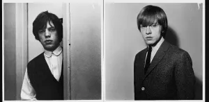 Rolling Stones: Mick Jagger & Brian Jones pose for portraits. Circa January 1964 Rolling Stones: Mick Jagger & Brian Jones pose for portraits. Circa January 1964