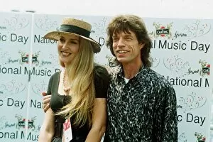 Images Dated 22nd May 1993: Rolling stones, Mick Jagger with wife Jerry Hall at National Music Day in May 1993