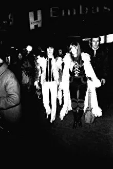 Images Dated 4th March 1971: Rolling Stones: Bill Wyman & his girlfriend Astrid arrive at Newcastle Central Station