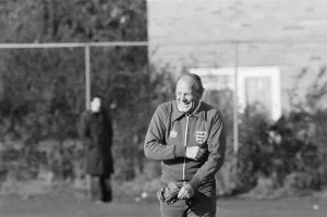 Ron Greenwood, England football manager at a training session today ahead of England' Ron Greenwood, England football manager at a training session today ahead of England'