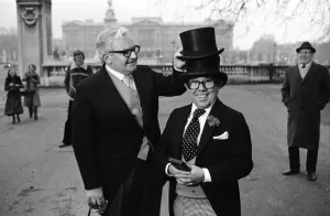 Images Dated 7th February 1978: The Two Ronnies (Ronnie Barker and Ronnie Corbett), after receiving their decorations