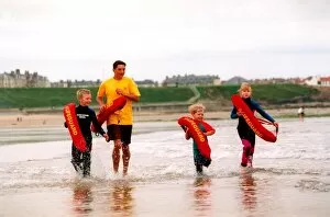 Images Dated 1st August 1997: Rookie lifeguards go through their paces at Tynemouth Longsands in August 1997