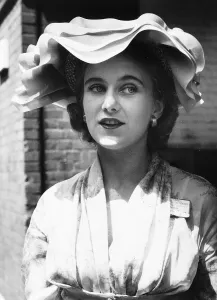 Rosamund Lowry from Ireland at Royal Ascot in June 1952 Marguerite hat Rosamund Lowry from Ireland at Royal Ascot in June 1952 Marguerite hat