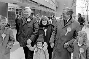 Images Dated 1st February 1987: Roy Hattersley and Denis Healey seen here out on the hustings with Deirdre Wood