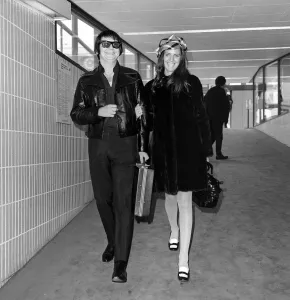 Roy Orbison with his wife Barbara Anne Marie April 1970 at Heathrow Roy Orbison with his wife Barbara Anne Marie April 1970 at Heathrow
