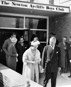 The Royal couple leaving Newton Aycliffe Boys Club. The Queen talks to Mr F The Royal couple leaving Newton Aycliffe Boys Club. The Queen talks to Mr F