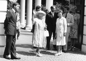 The Royal Family standing outside Clarence House on the 89th Birthday of the Queen Mother The Royal Family standing outside Clarence House on the 89th Birthday of the Queen Mother