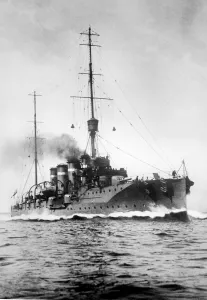 The Royal Navy Cruiser HMS Glasgow which part in the Battle of Coronel on the 1st The Royal Navy Cruiser HMS Glasgow which part in the Battle of Coronel on the 1st
