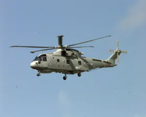 A Royal Navy EH 101 Merlin Helicopter at the Farnborough Air Show A Royal Navy EH 101 Merlin Helicopter at the Farnborough Air Show