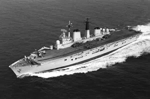 Images Dated 24th October 1985: Royal Navy Ships HMS Invincible Aircraft Carrier sailing in the Northern Atlantic