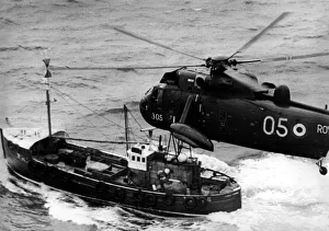 A Royal Navy Westland Sea King helicopter, one of two based at Newcastle to protect North A Royal Navy Westland Sea King helicopter, one of two based at Newcastle to protect North