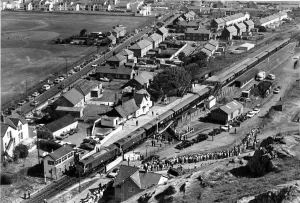 The Royal train pulls into Harlech station. Picture taken from The Ramparts of The Royal train pulls into Harlech station. Picture taken from The Ramparts of