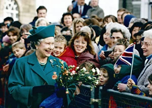 Images Dated 14th October 1993: Royal visit, Queen Elizabeth II visiting Bridgend, Wales. 14th October 1993