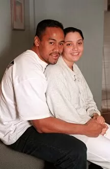 Images Dated 21st November 1996: Rugby All Blacks star Jonah Lomu with Wife Tanya 1996