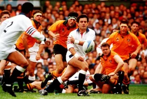 Rugby England Will Carling playing for England against Austraila in the World Cup 1991 Rugby England Will Carling playing for England against Austraila in the World Cup 1991