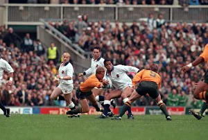 Rugby world cup 1991 England v Australia Jeremy Guscott in tackle with australian defence Rugby world cup 1991 England v Australia Jeremy Guscott in tackle with australian defence