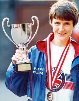 Images Dated 28th October 1994: Runner Sharon Gayter with the cup she won for the 24 Hour Championships