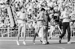 Runnings warm up ahead of Mens 1500 metres final at the 1980 Summer Olympics in Moscow Runnings warm up ahead of Mens 1500 metres final at the 1980 Summer Olympics in Moscow