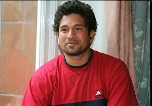 Images Dated 7th June 1999: Sachin Tendulkar Indian opening batsman June 1999 in his hotel room before