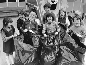 These five sacks of litter were collected in less than 20 minutes by children walking to These five sacks of litter were collected in less than 20 minutes by children walking to