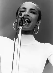 Sade pop singer on stage at Live Aid Concert 1985 Wembley Stadium Sade pop singer on stage at Live Aid Concert 1985 Wembley Stadium