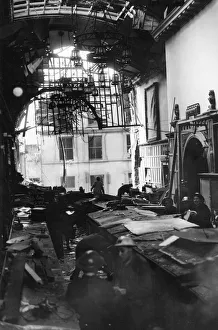 Salvage workers shift through the wreckage the Guildhall after a direct hit Salvage workers shift through the wreckage the Guildhall after a direct hit