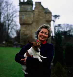 Samantha Fairbairn at Fordell Castle with dog May 1985 Samantha Fairbairn at Fordell Castle with dog May 1985