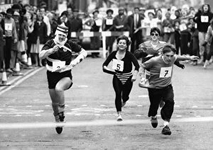 Images Dated 3rd March 1987: Sandwell Mail Pancake Race in west Bromwich High Street