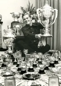 Sandy Lyle. Golfer with his trophies. September 1974 Sandy Lyle. Golfer with his trophies. September 1974