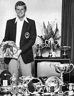 Sandy Lyle at home with his European Trophy collection. October 1979