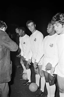 Santos FC, including their player Pele, pictured at Villa Park for a match against Aston