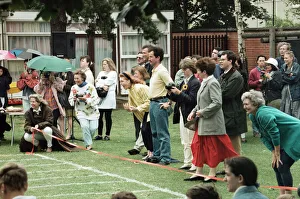 Sarah, Duchess of York watching Princess Beatrice during sports day at Upton House School Sarah, Duchess of York watching Princess Beatrice during sports day at Upton House School