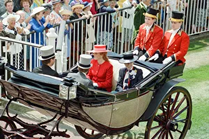 Images Dated 19th June 1990: Sarah Ferguson, the Duchess of York and Princess Anne attend the first day of the Ascot