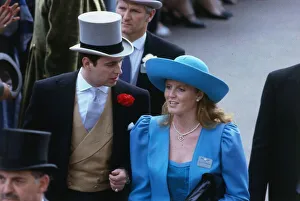 Images Dated 20th June 1986: Sarah Ferguson with Prince Andrew Duke of York at Royal Ascot, June 1986