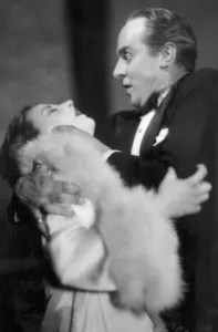 Scene from the play Mud And Treacle starring Tallulah Bankhead and Nicholas Hannen Scene from the play Mud And Treacle starring Tallulah Bankhead and Nicholas Hannen