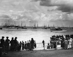 Scenes during the Royal Southampton Regatta in Cowes Week showing crowds gathered to look Scenes during the Royal Southampton Regatta in Cowes Week showing crowds gathered to look